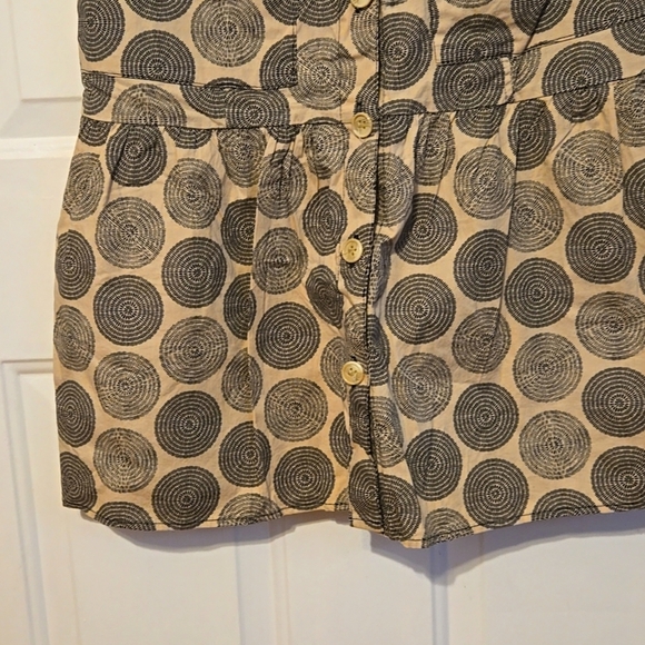 Merona Tunic Dress, Sz 4, Black, Cream, Circle Print, Drop waist, Cap Sleeve - Picture 9 of 11